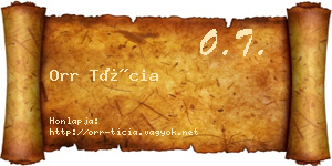 Orr Tícia névjegykártya